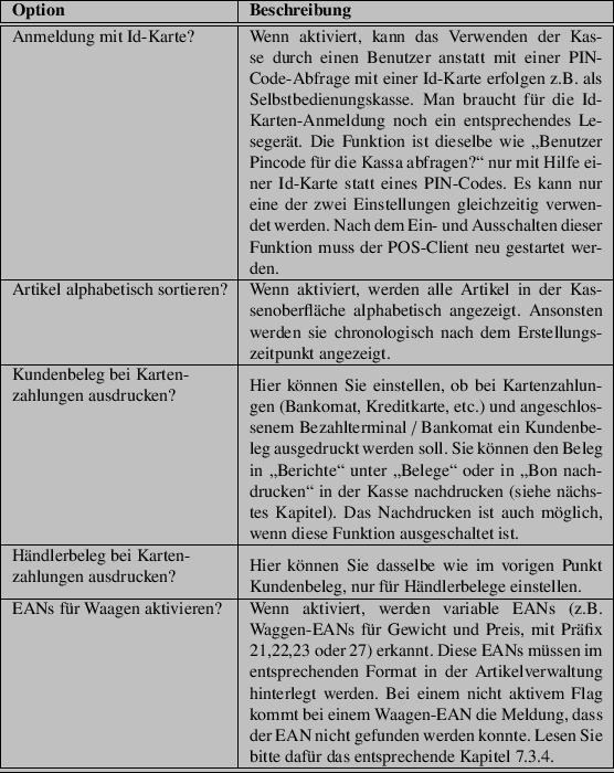 \begin{table}
% latex2html id marker 376
\begin{tabularx}{\textwidth}{\vert l\ve...
...sprechende Kapitel \ref{waagenean}. \\
\hline
\hline
\end{tabularx}
\end{table}