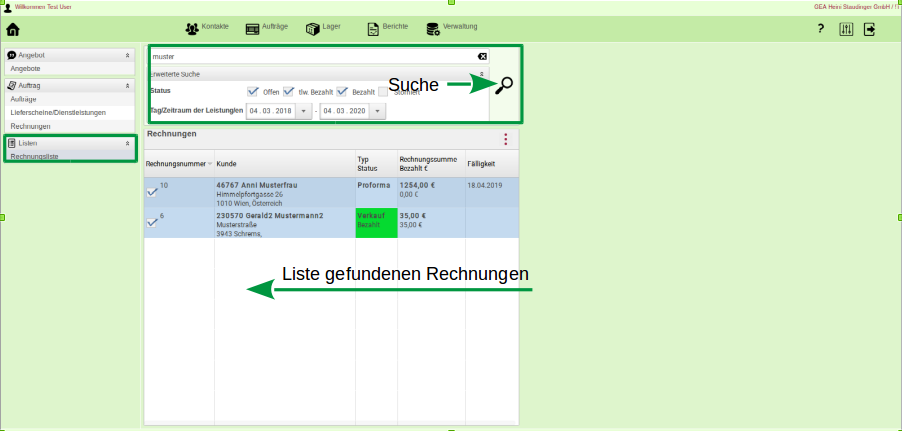 Image rechnungsliste